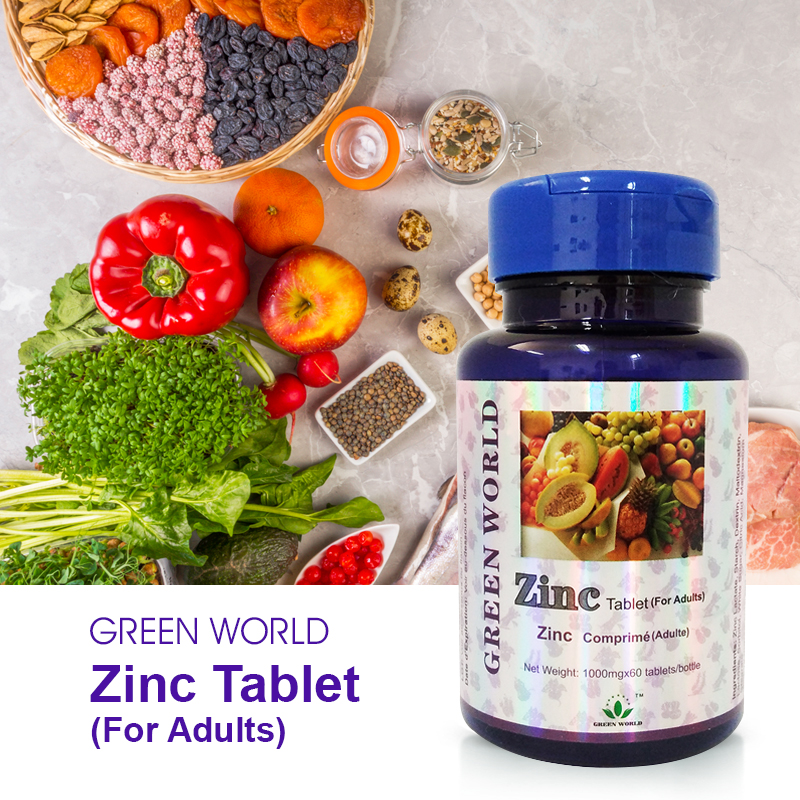 Green World Zinc Tablets for Adults – Immune & Fertility Support – 60 Tablets (1000 mg)