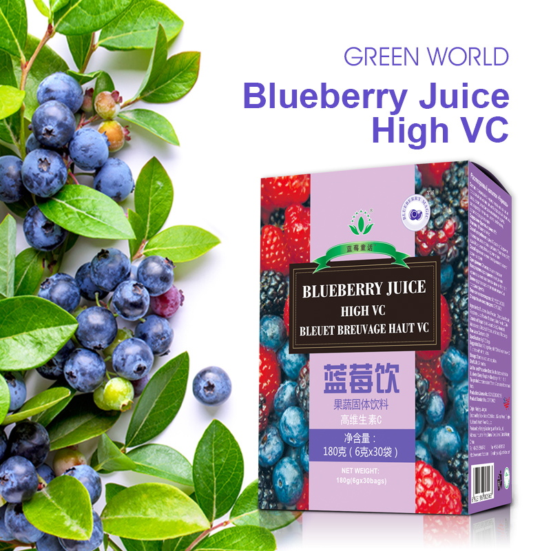 Green World Blueberry Juice High VC – Vitamin C Drink – 30 Bags (6 g)