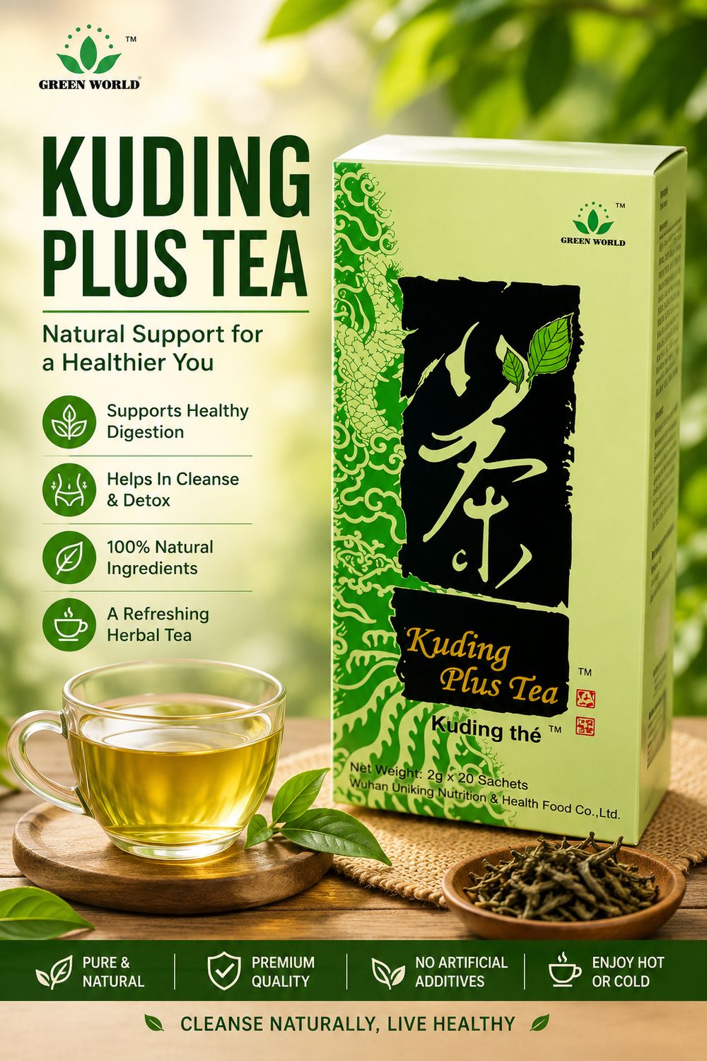 Green World KU DING tea suitable for: colds; all chronic diseases with the aim of normalizing the immunological activity of the body; chronic fatigue syndrome – Green World Health Kenya